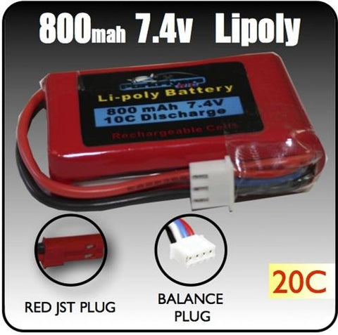 800mah 7.4 Volt LiPoly Battery